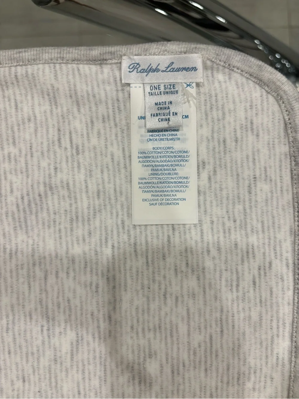 Ralph Lauren Light Gray and White Baby Blanket